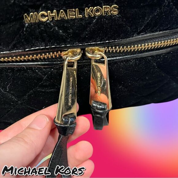 Preowned Michael Kors Black Quilted Velvet Backpack Bag – EUC - Picture 2 of 8